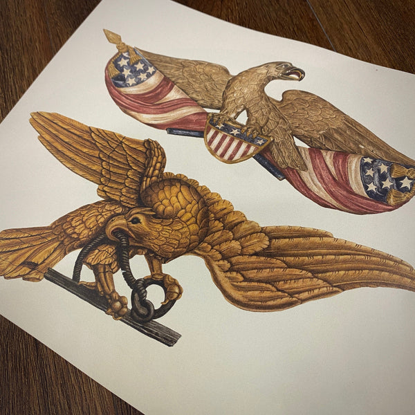 traditional eagle with american flag tattoo