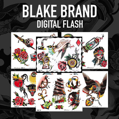 Blake Brand 6 page Digital Flash #1-#6 - tattooflashcollective